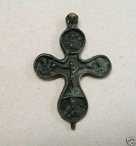 RUSSIAN RELIQUARY BRONZE CROSS 14TH  15TH CENTURY A.D.  