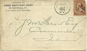1885 First National Bank of Danville Kentucky cover  