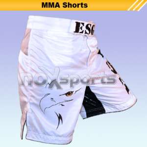 White Grappling Cage MMA Shorts ESG Fighter Kick Boxing  