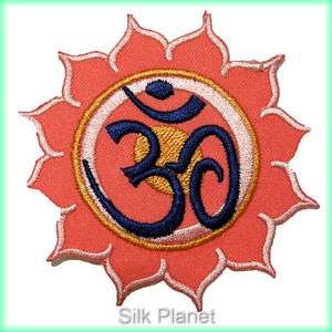 Aum Om Hindu Lotus Mantra God Embroidered Iron On Patch  