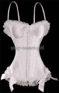 Sexy White Bridal Corset Straps Bustier Butterfly Tie S A100_white