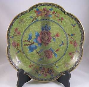 Chinese green plique a jour enamel plate  