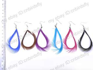   jewelry Lots Mix Color Dangle Natural Pheasant Feather Earrings  