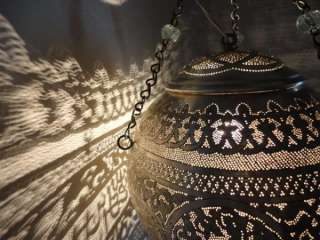 Moroccan Islamic Brass Pendant Lamp w/Arabic Script  