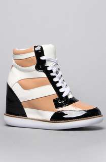 Jeffrey Campbell The Napoles Sneaker in White Black and Taupe 