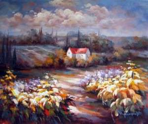 Abstract Landscape Oil Painting Northern Europe Village  