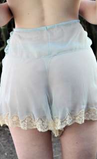 Exceptional example of vintage 1920s undergarments! Sheer blue silk 