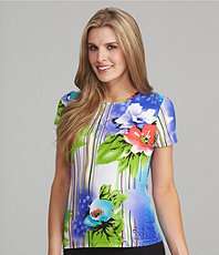 Peter Nygard Floral Sunrise Printed Knit Top $34.00
