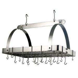 Old Dutch Satin Nickel Rectangular Pot Rack with Grid and 24 Hooks 