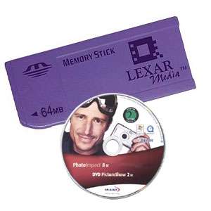 Lexar 64MB Memory Stick and Ulead PhotoImpact 8 se and DVD PictureShow 