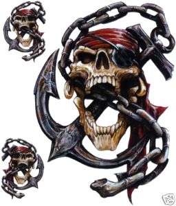 Aufkleber Set Pirat Totenkopf Anker Kette Airbrush Decal Pirate Skull 