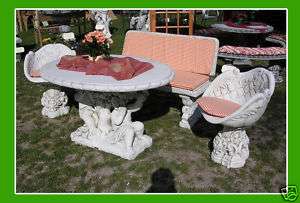 Gartengarnitur aus Stein Bank + Tisch + 2 Sessel  