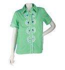 Bob Mackie Embroidered and Cutout Camp Shirt and Tank ~ GRN 3X  