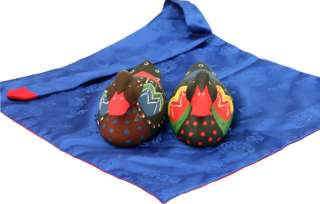   Colored Korean Traditional Wooden Wedding Duck with Silk Cloth  