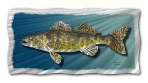walleye freshwater fish metal wall art, modern home dec  