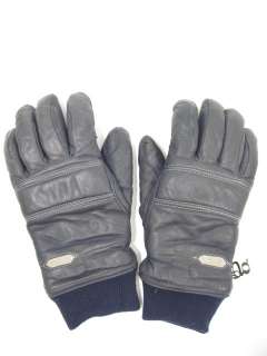 GRANDOE Blue Leather Embroidered Trim Ski Gloves Size M  