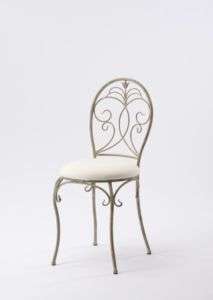 Antik StilStuhl,Metall Stuhl,gepolstert,weiß  