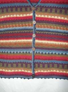 Womens TALBOTS Multi Color Knit Button Front Vest Sz L   Fall Colors 