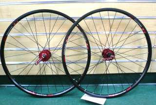   MTB Bike wheelset w Q/R 6 Bolt Disc 8/9 speed Black w Red hub  