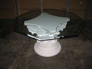 Couchtisch Tisch mit Säule u.Glasplatte H51cm Stiltisch  