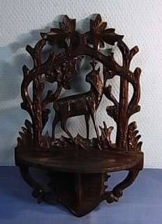 WT32 * ROE DEER SHELF BLACK FOREST FOLK ART ANTIQUE GERMAN 1890 s 