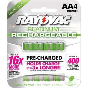 Rayovac PL715 4 Platinum AA Rechargeable Batteries 4pk  