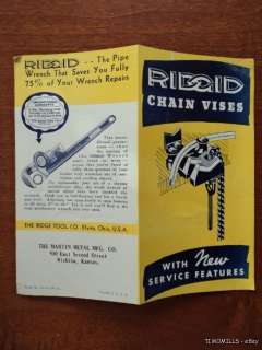 Vintage Rigid Tool Co Ridgid Chain Bench Vise Pipe Tool Catalog 