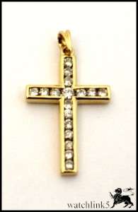 14k Yellow Gold Diamond Cross Pendant  