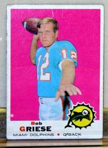 1969 TOPPS BOB GRIESE Miami Dolphins Card No 161  