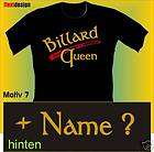 Billard Queen Girli T Shirt Carambol Snookers Queues