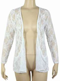 LADIES WHITE FLORAL LACE CARDIGAN WOMENS TOP SIZE 12 26  