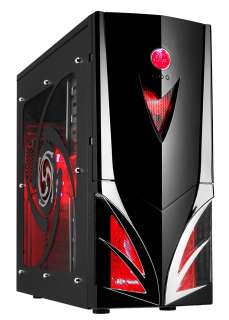Mars Midi Tower Part Mesh Gaming PC Case with 2 x Red LED Fans & LED 