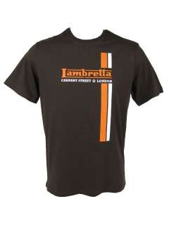 Mens Lambretta T Shirt Mod Retro Brown with Orange White Logo  