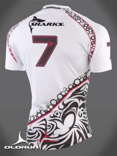 Olorun Sharks 7s Rugby Player Issue Tight Fit Rugby Shirt ( AWAY 