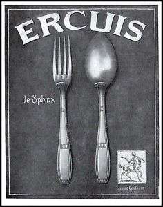   PUBLICITE ERCUIS COUVERTS EN ARGENT ART DECO AD 1928