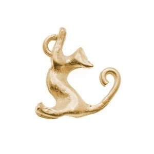   Gold Plated Playful Kitten Cat Charm 14mm (1) Arts, Crafts & Sewing