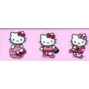  Hello Kitty Pink Dressed Up Wall Border