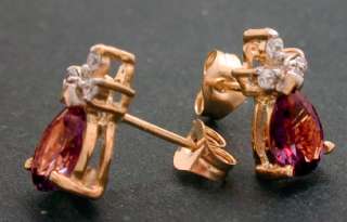 NATURAL 1.30 carats RUSSIAN ALEXANDRITE/DIAMOND EARRINGS 14k  