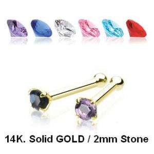 14K. Solid GOLD NOSE BONES STUDS RINGS Piercing Jewelry  