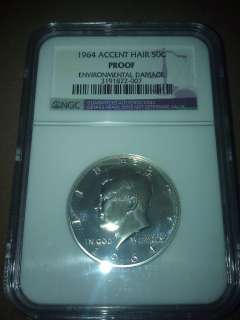 1964 KENNEDY Half Dollar ACCENTED Accent HAIR NGC PROOF ENVIRONMENTAL 
