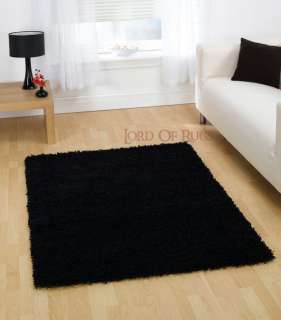 Modern Shaggy Black Rug Carpet in 5x7, 4x5, 2x5, 2x3  