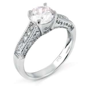   Silver Cubic Zirconia 1.5 carat Round Promise Engagement Ring  