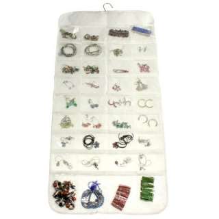 72 Pocket Hanging Jewelry Organizer 2 Sided Soft Nylon Clear Windows 