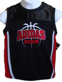 Boy 4T Adidas Basketball Hoops Athletic Top Black Red New Sleeveless 