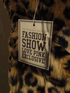   PINK FASHION SHOW FUR LEOPARD ZIP HOODIE SMALL *FREE ANGEL TOTE  