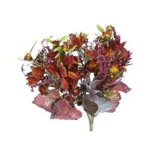  Silk Flowers bush 12in sunflower berry burgundy mix