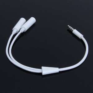  3.5mm Audio Wire Splitter Adapter Cable   White 