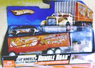 HOT WHEELS RUMBLE ROAD TRANSPORT TRUCK AND DIE CAST CAR  