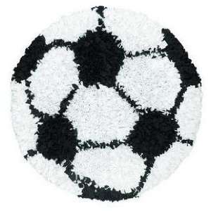   Raggy Soccer Ball 02253 Black/white 3X3 Round Area Rug