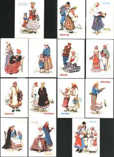 ESTONIAN FOLK COSTUMES, complete 13 postcard set, 1960  